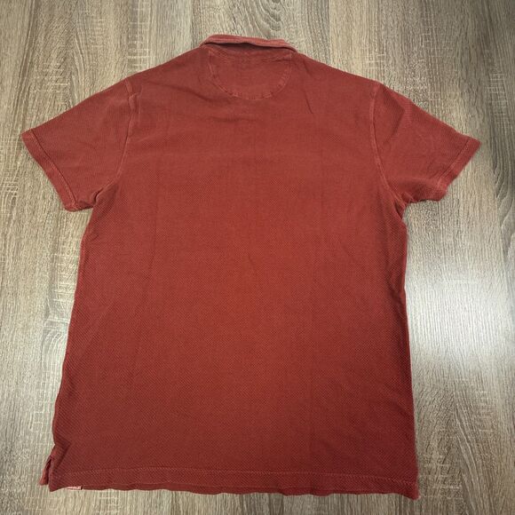Lucky Brand Red Double Pocket Polo Shirt Men’s L Waffle Knit Casual VTG Style - Picture 7 of 8